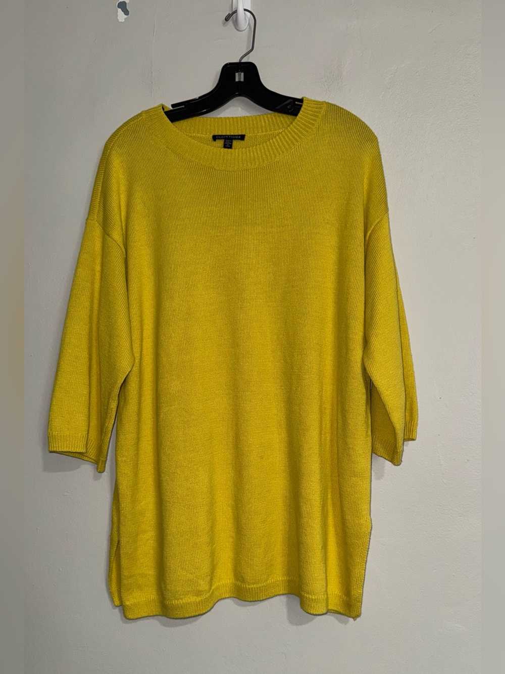 Eileen Fisher Bright Yellow Oversized Crew Neck Sweater